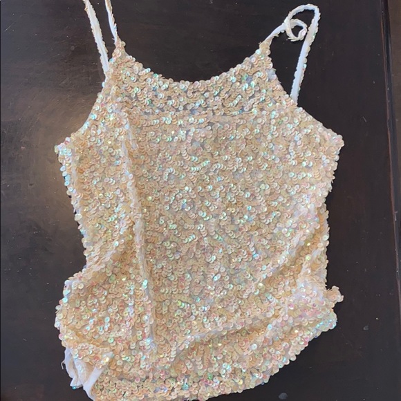 Vintage cream mesh Y2k clueless party top M - Picture 6 of 6